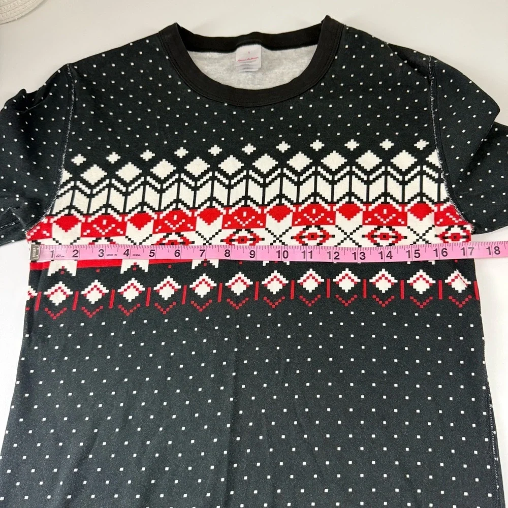 Hanna Andersson Pajama Top Womens Small Heritage Fair Isle Black Lounge Cotton